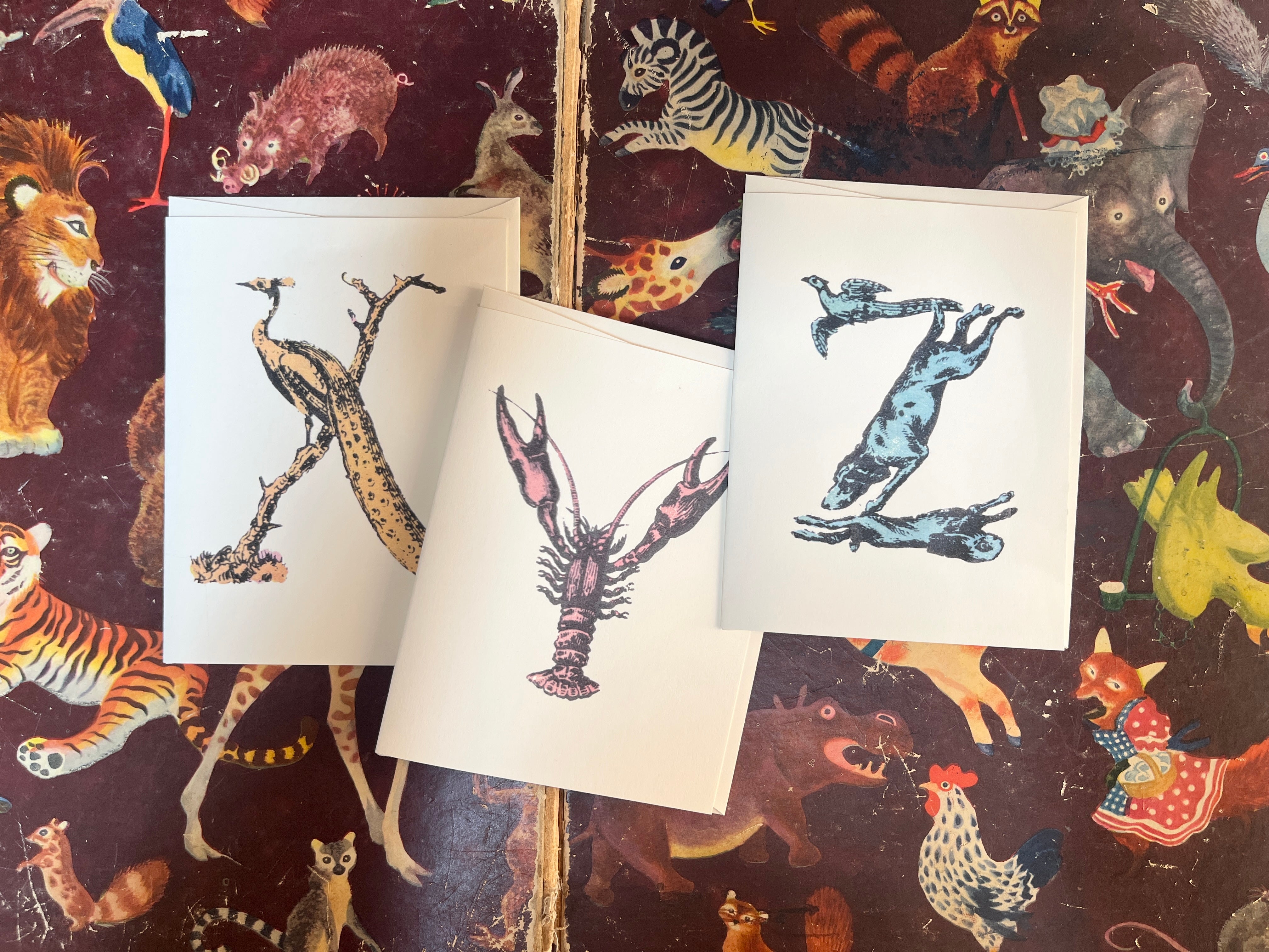 Silly Animal Monogram Cards
