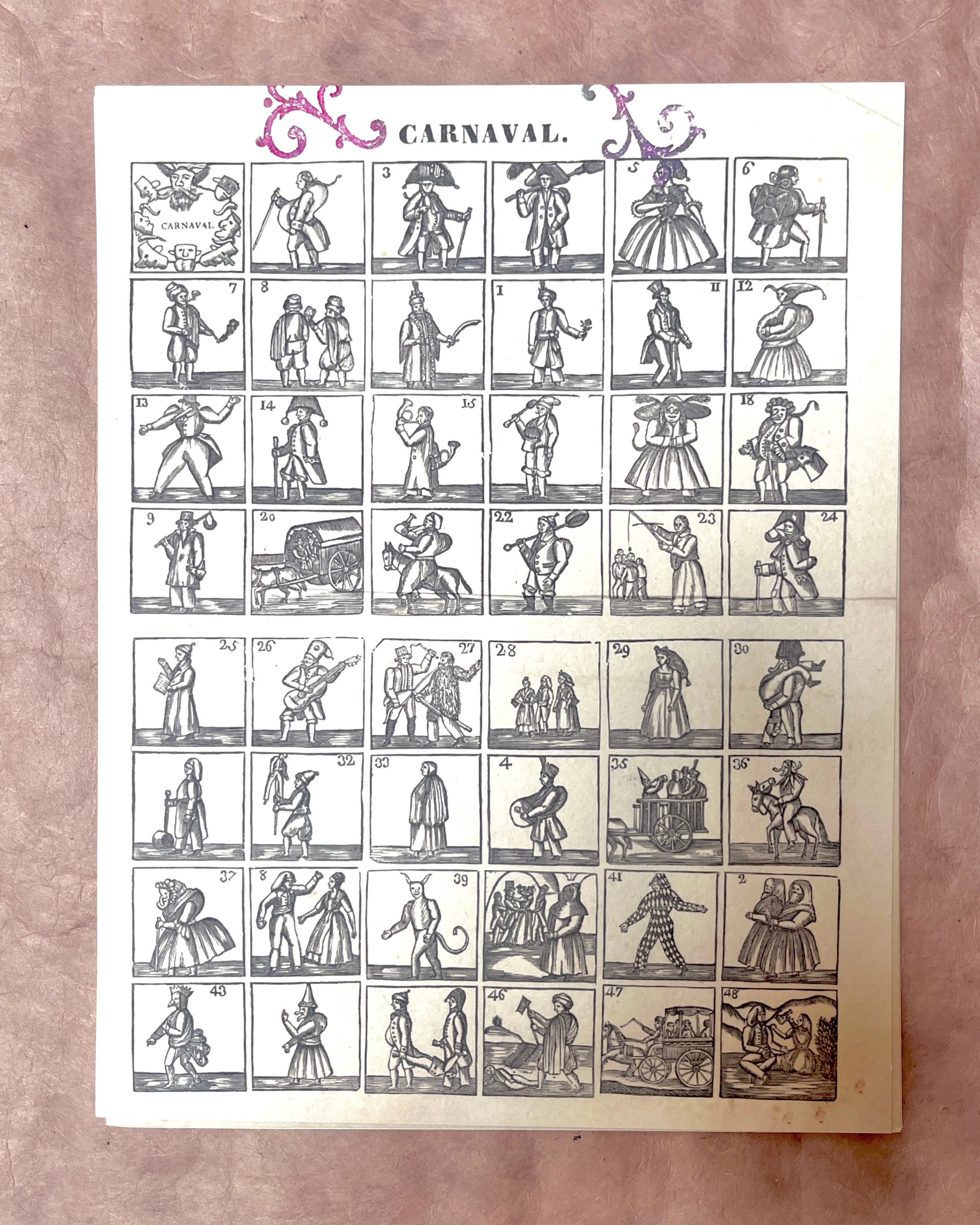 Antique Woodcut Broadside Print Series
