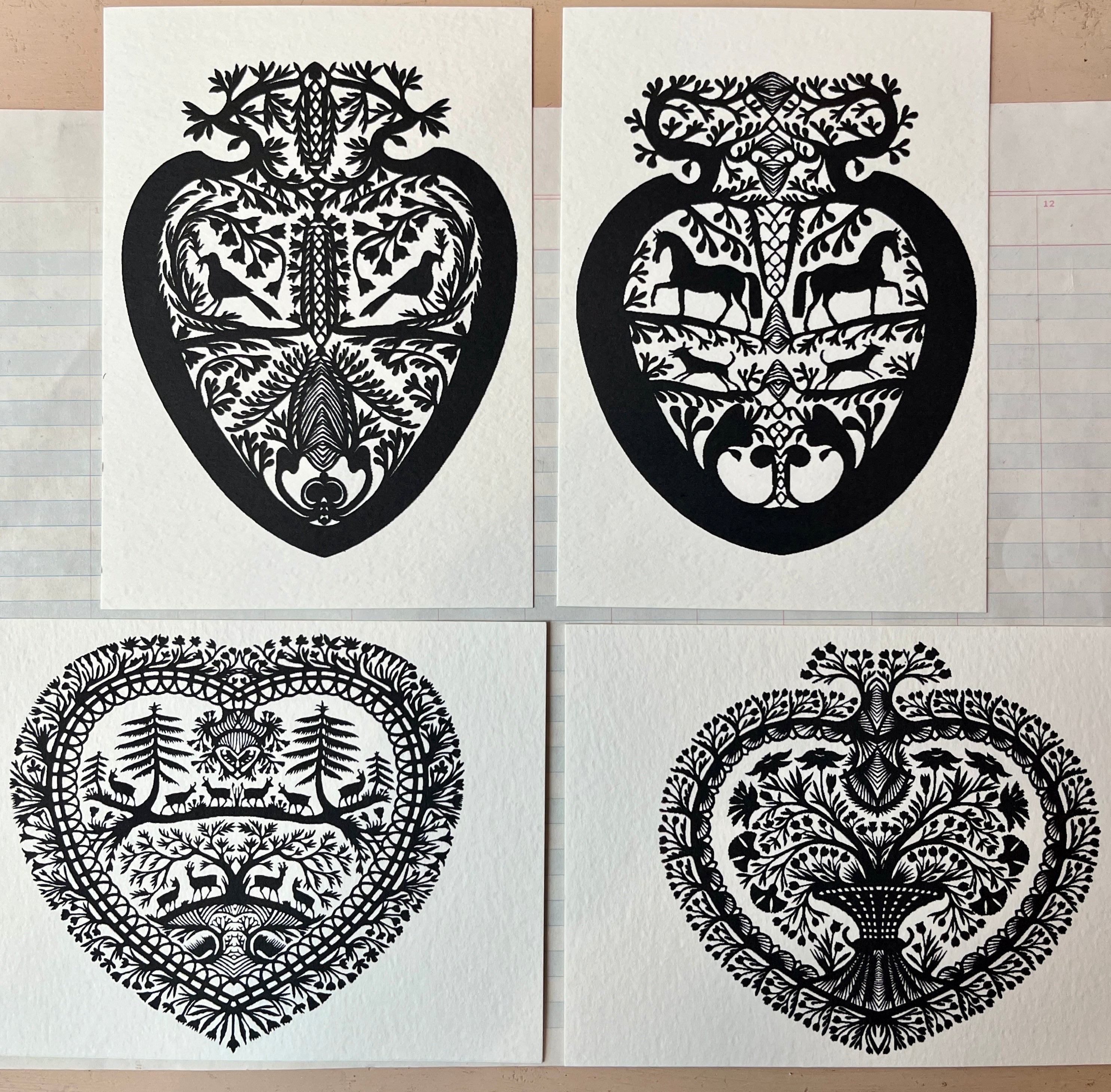 Papercut Heart Art Cards