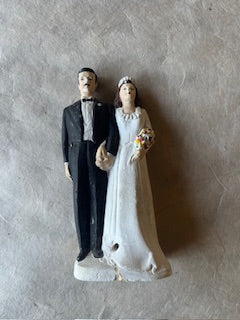 Vintage 1950's Bride and Groom Cake Topper - PARCEL