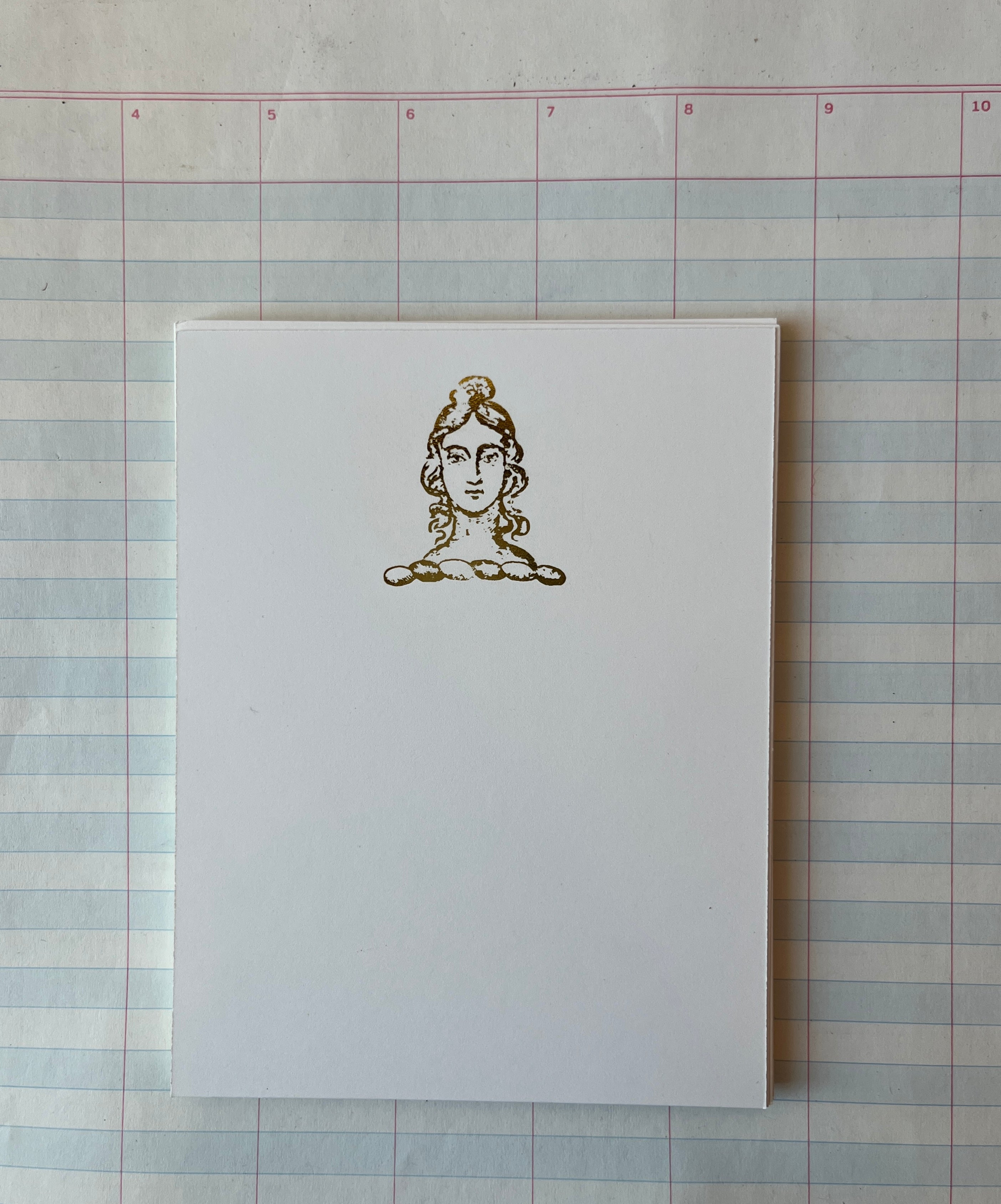 Lady with Curls Foil-Pressed Notecards