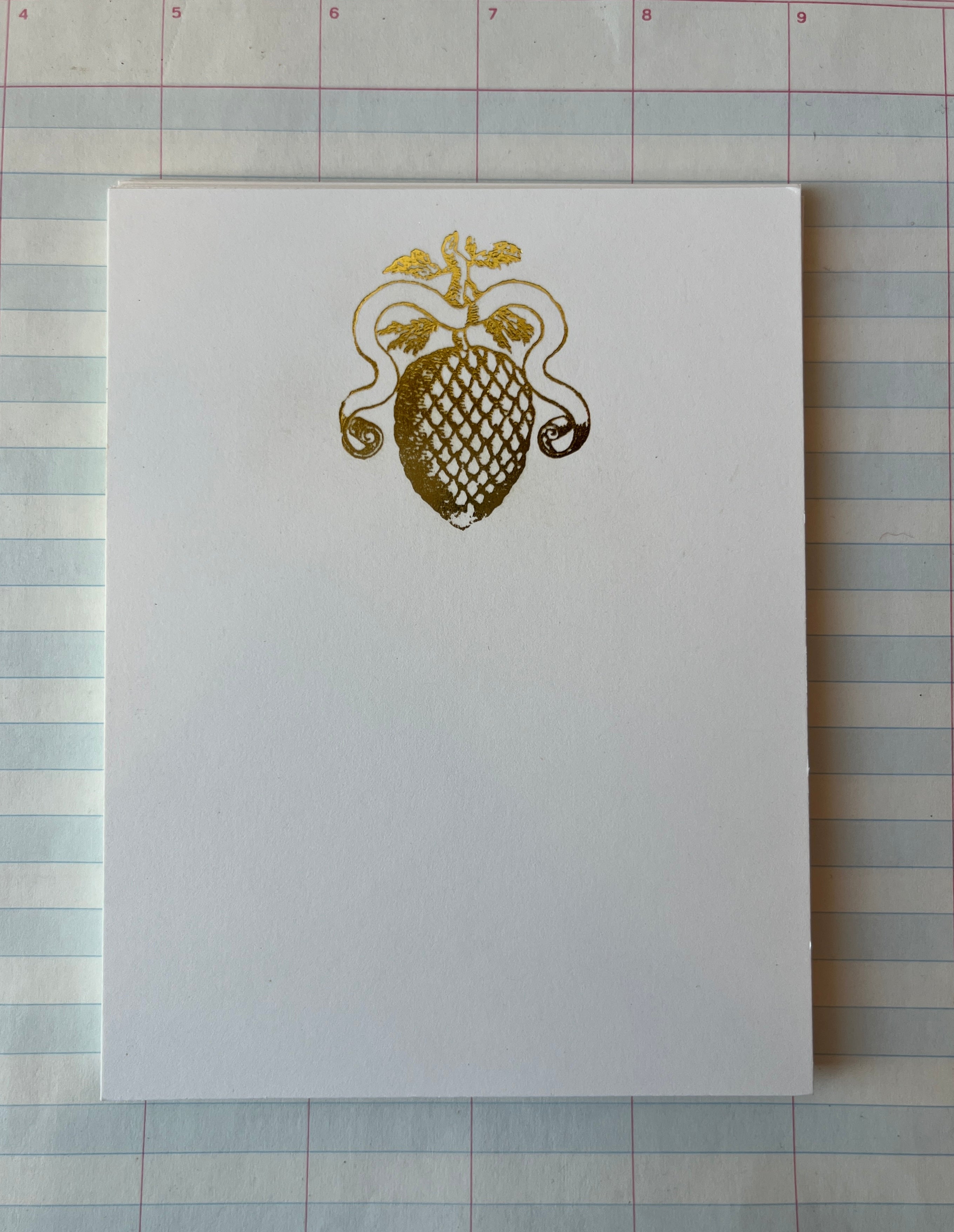 Ribboned Pine Cone Foil-pressed Notecards