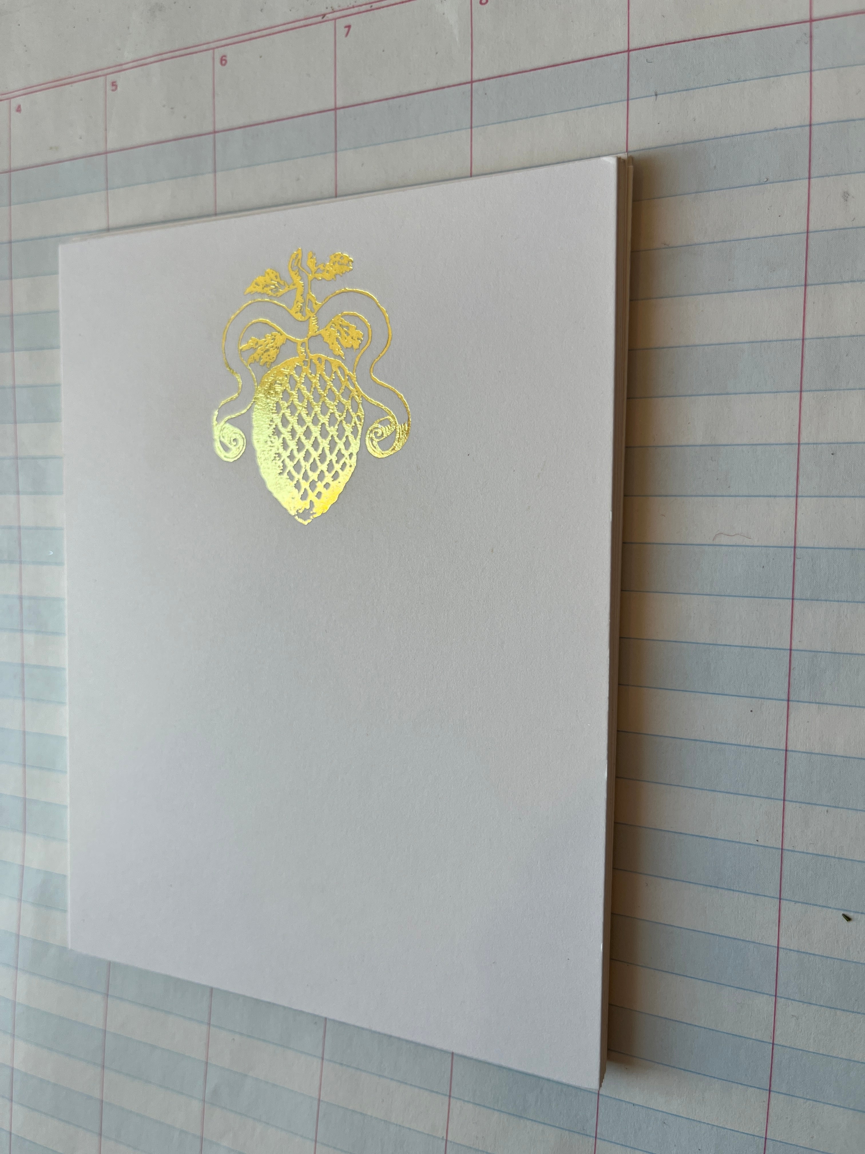 Ribboned Pine Cone Foil-pressed Notecards