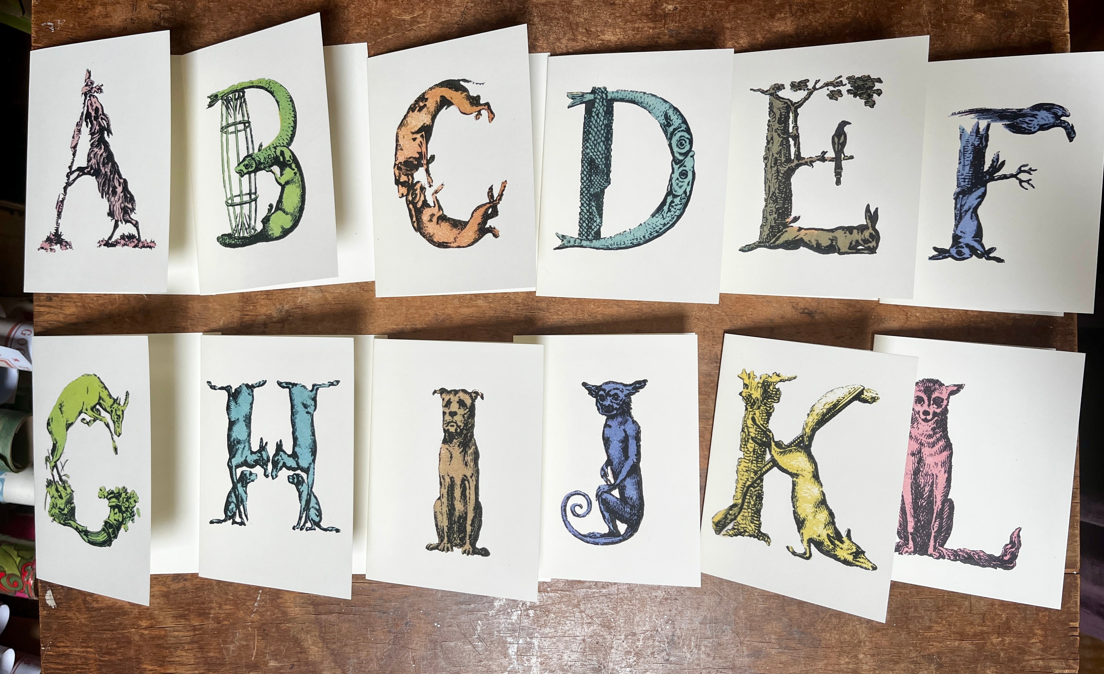 Silly Animal Monogram Cards