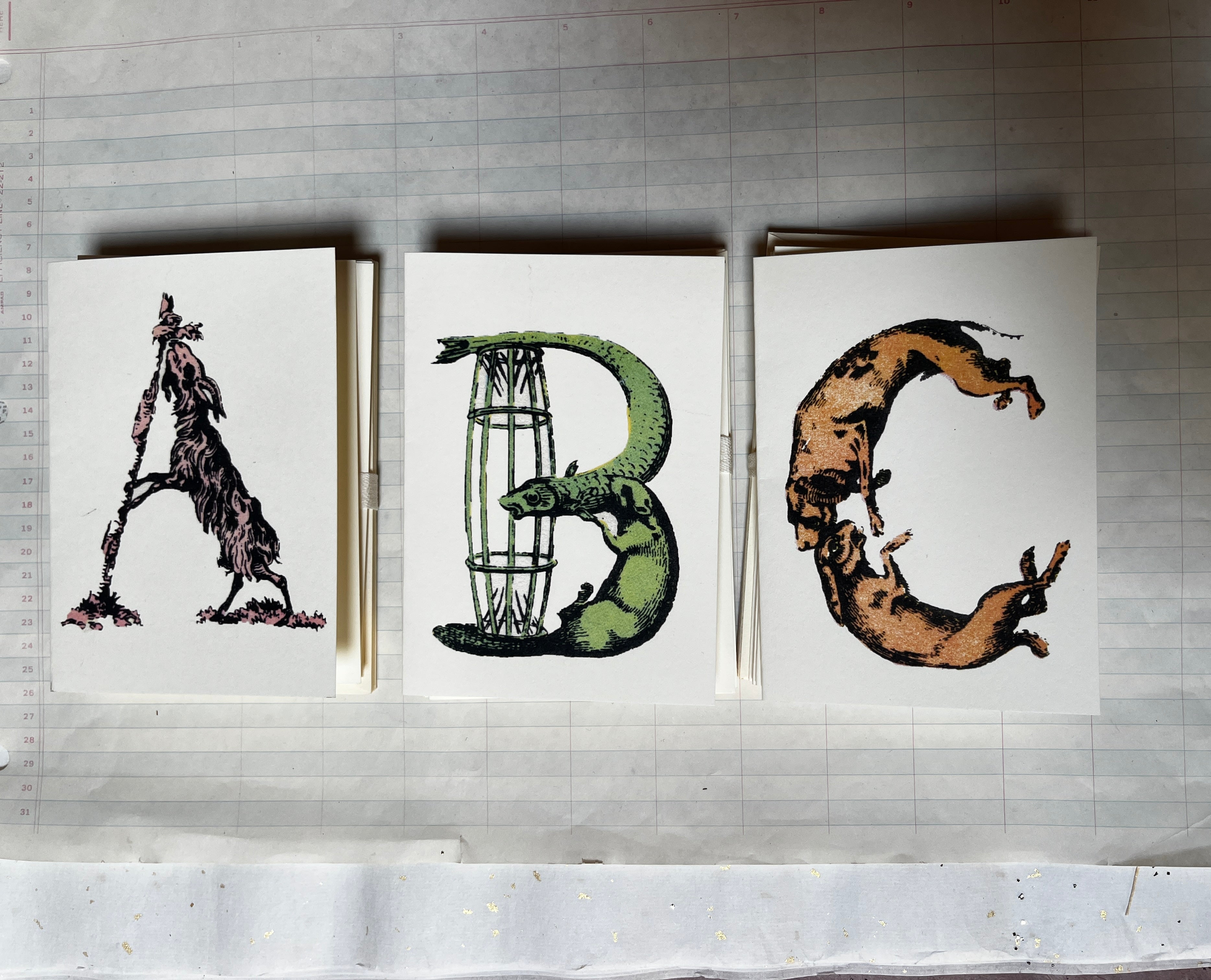 Silly Animal Monogram Cards