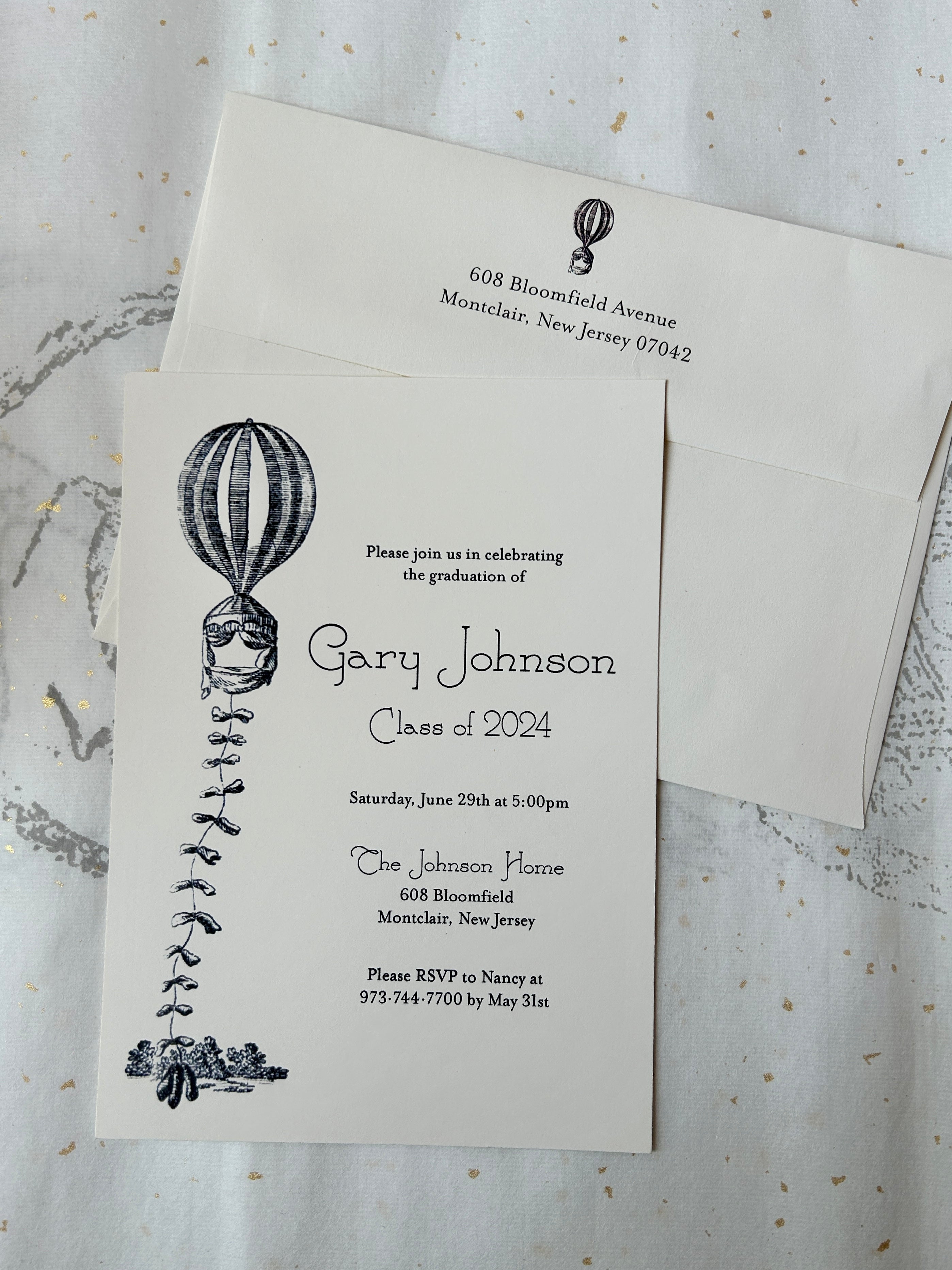 Classic Air Balloon Customizable Graduation Invitation