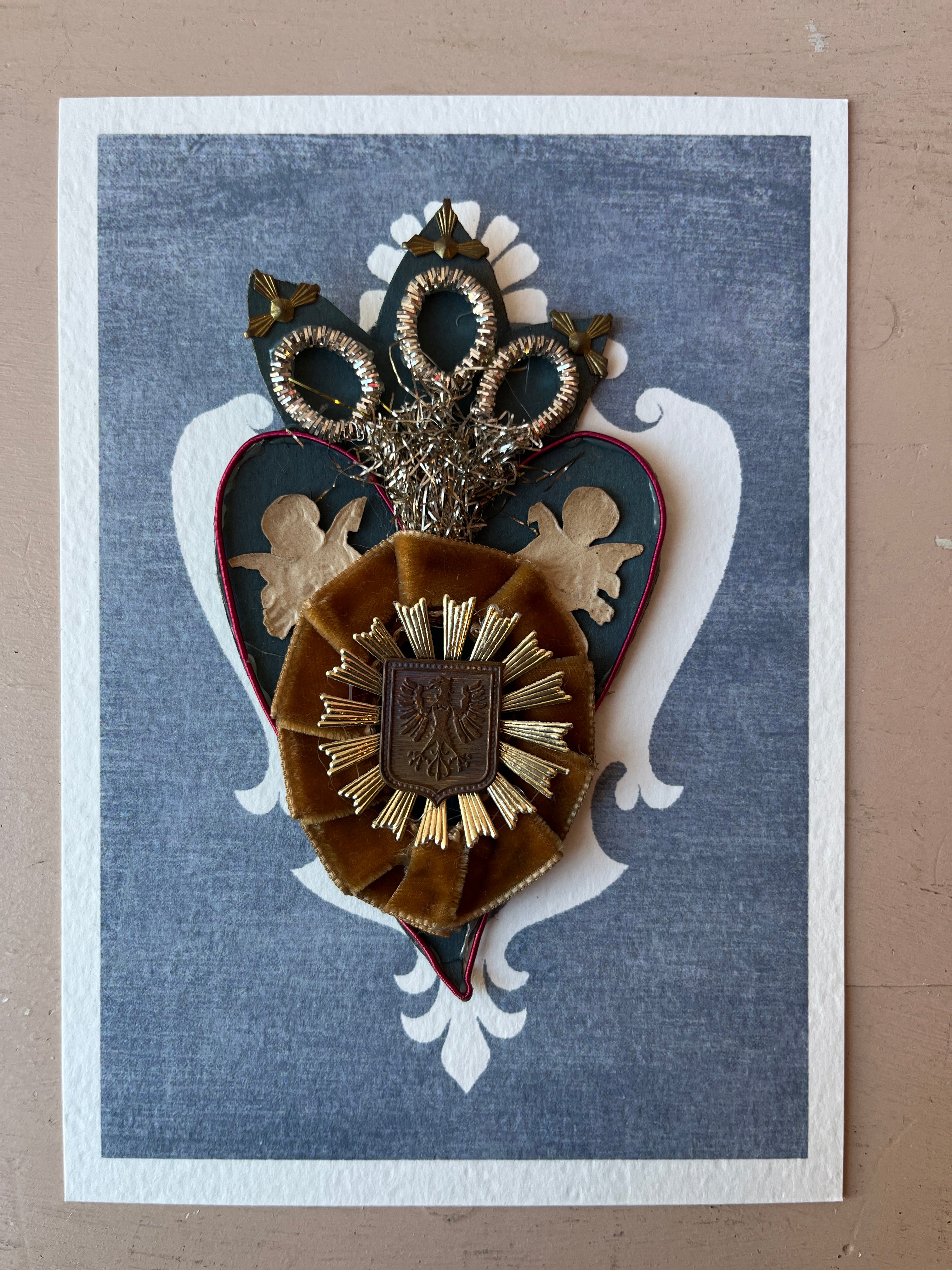 Handmade Reliquary Badge Heart Ornaments