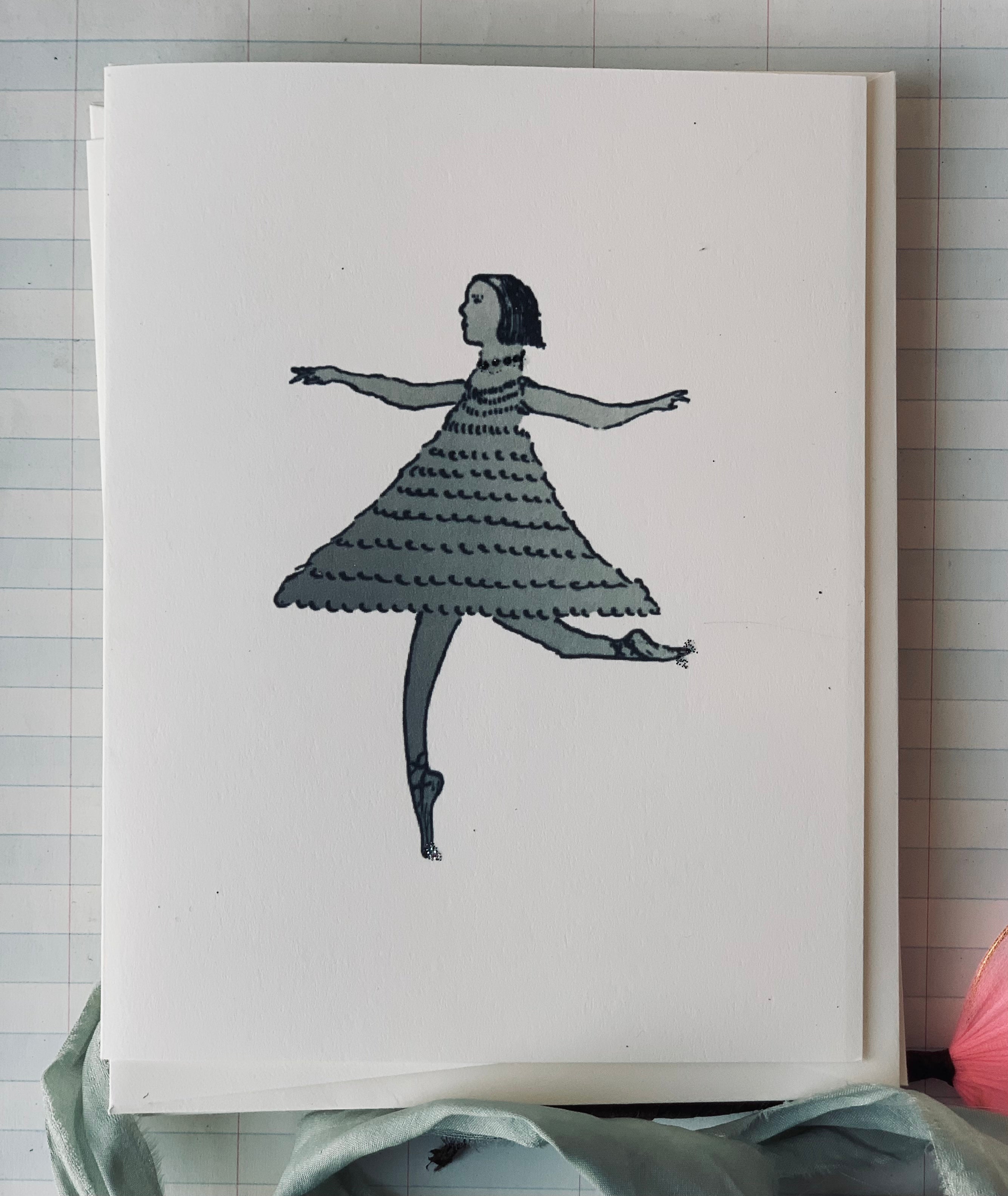 Tippy Toes Dancing Gal Folded Notecards