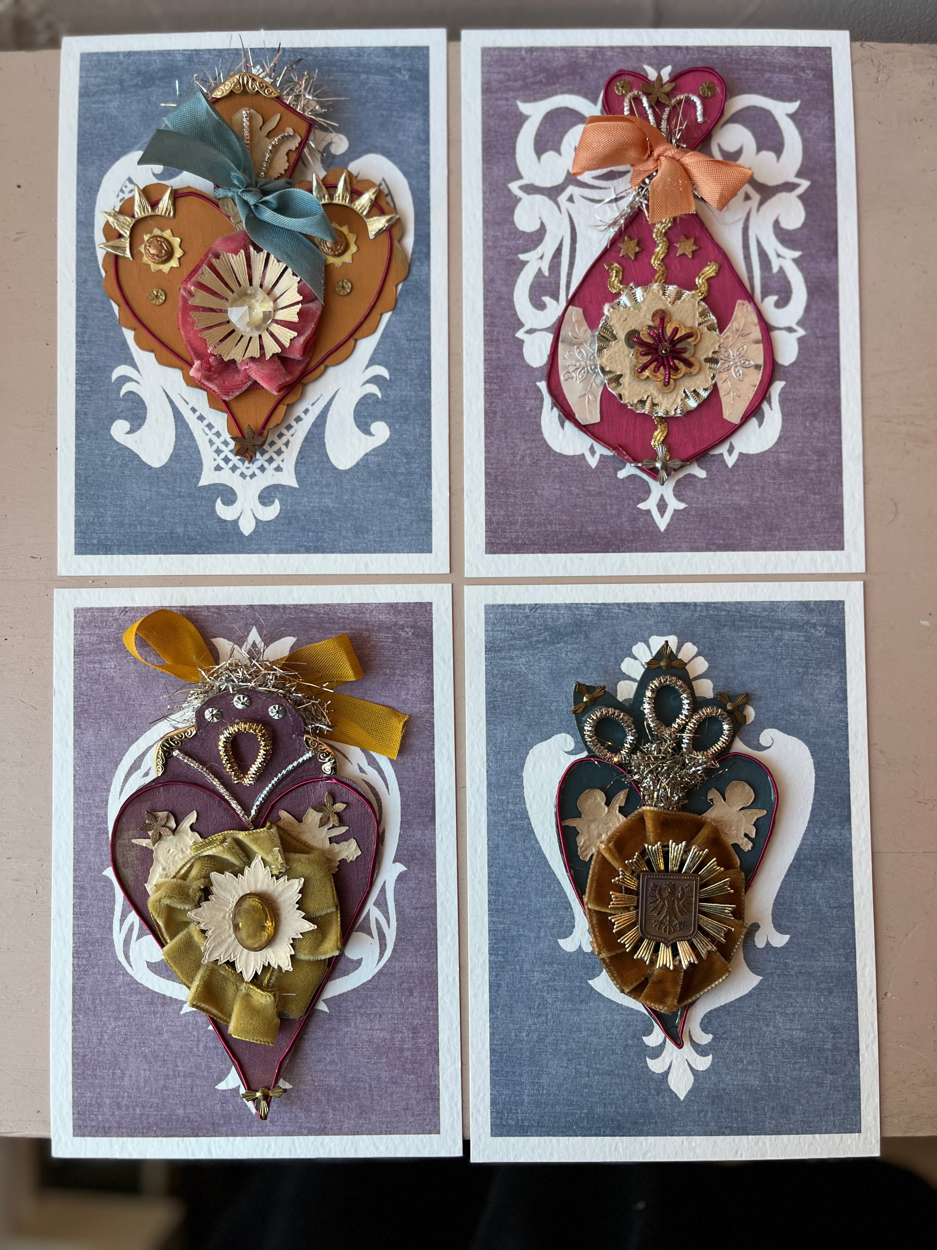 Handmade Reliquary Badge Heart Ornaments