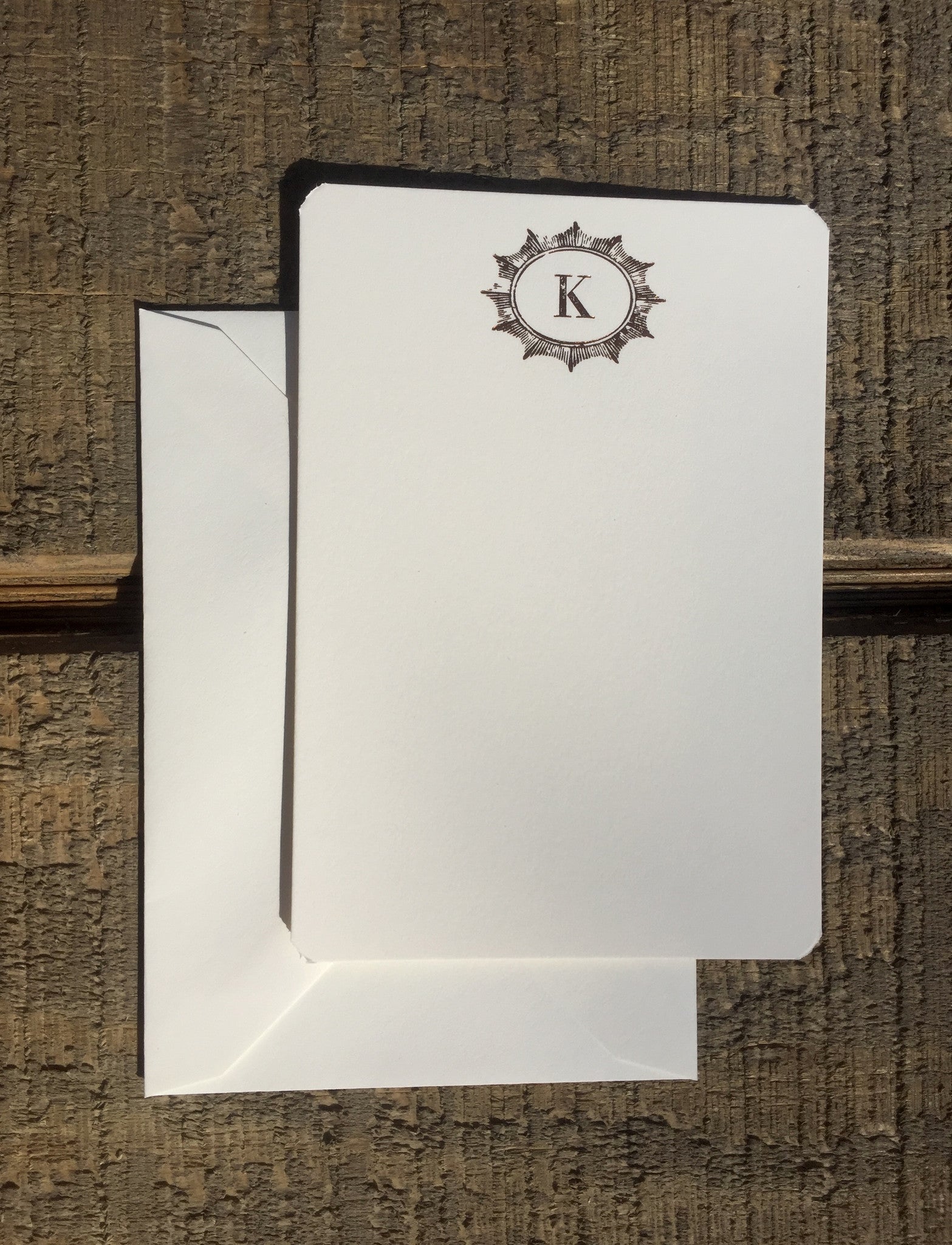 Foil-pressed Burst with Initial Notecards - PARCEL