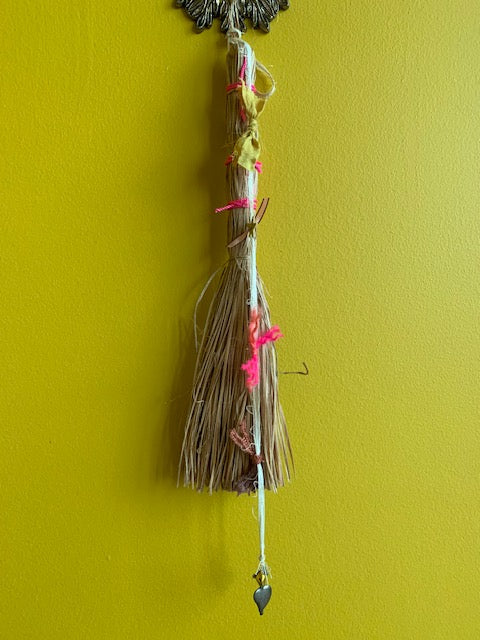 Vintage Straw Duster with Handmade Heart Amulet - PARCEL