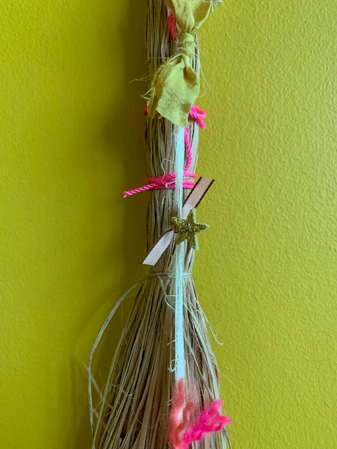 Vintage Straw Duster with Handmade Heart Amulet - PARCEL