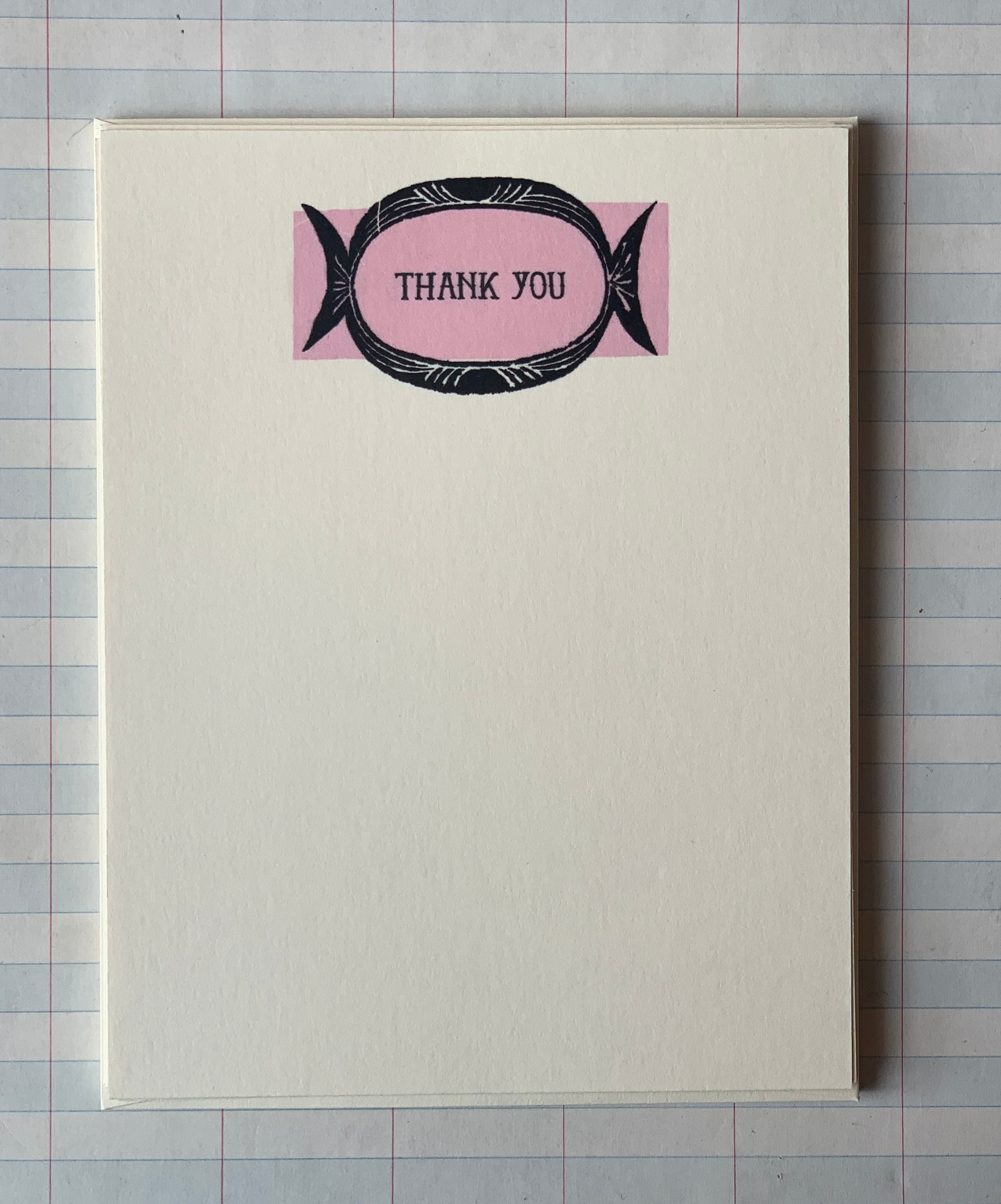Pink and Black Thank You Notecards