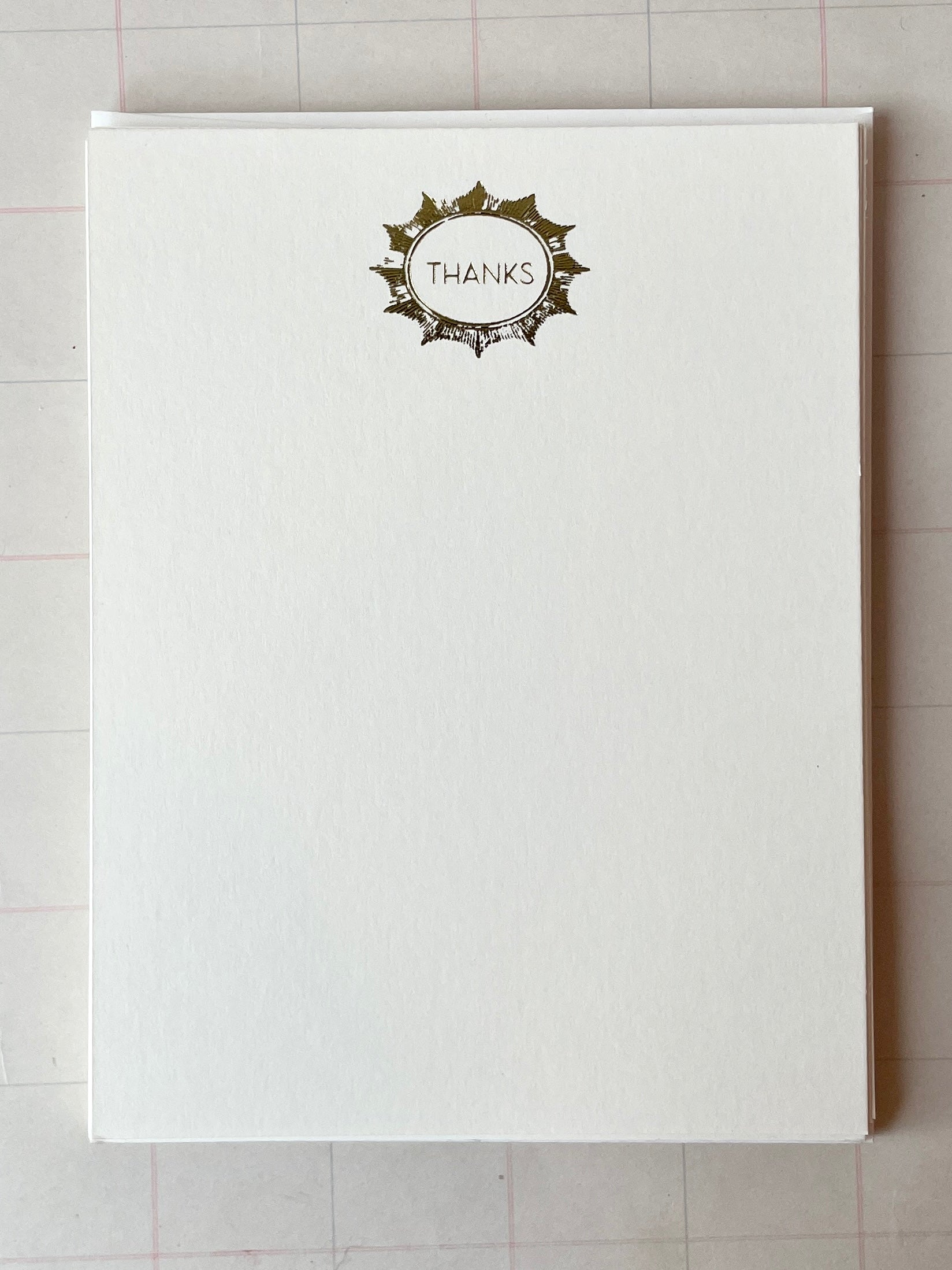 "Thanks" Shield Foil Pressed Stationery