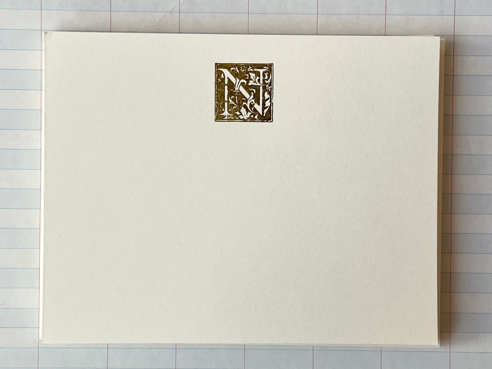 Ornate Square Foil-pressed Monogram Card