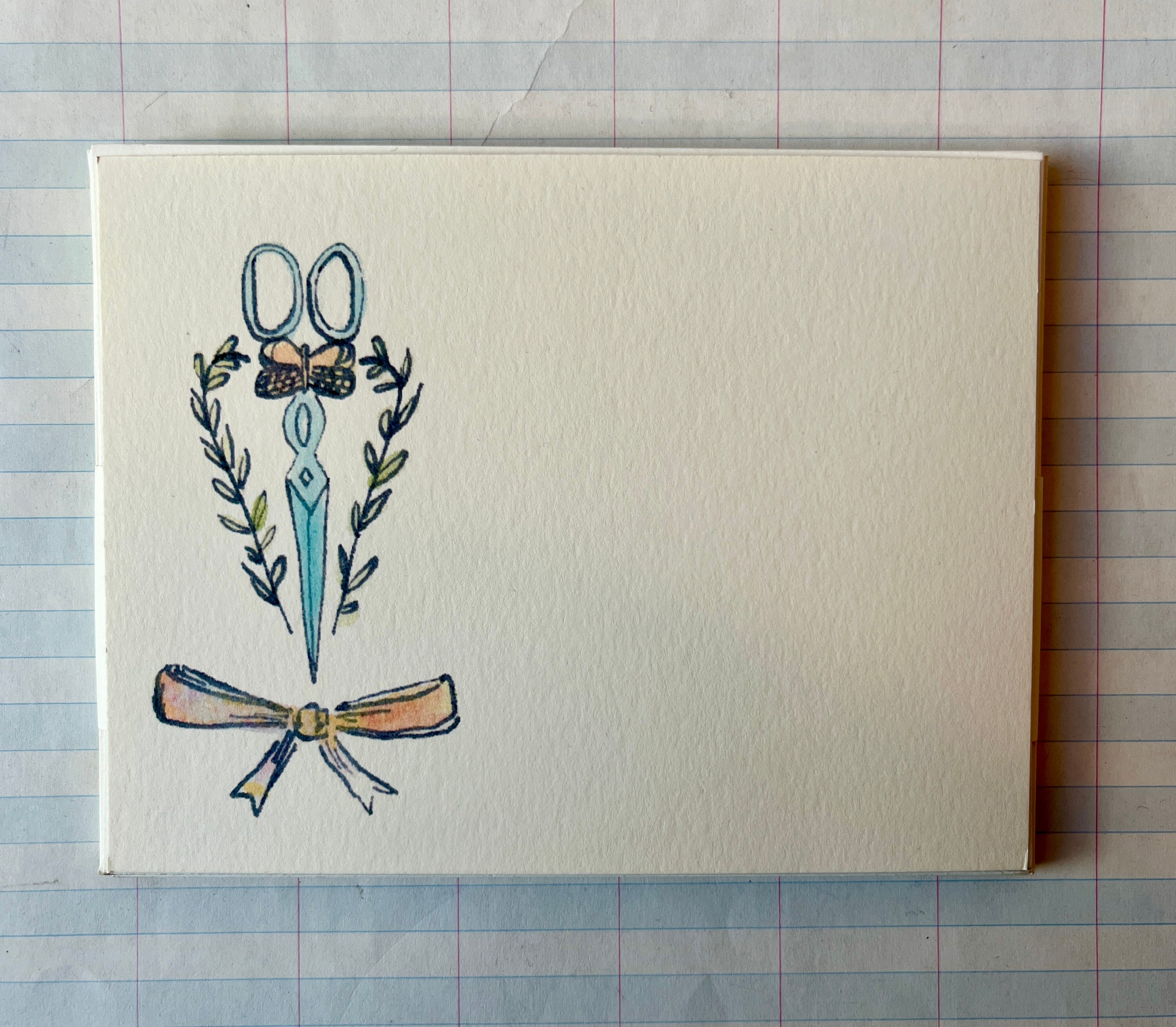 Watercolor Scissors Stationery Notecard Set