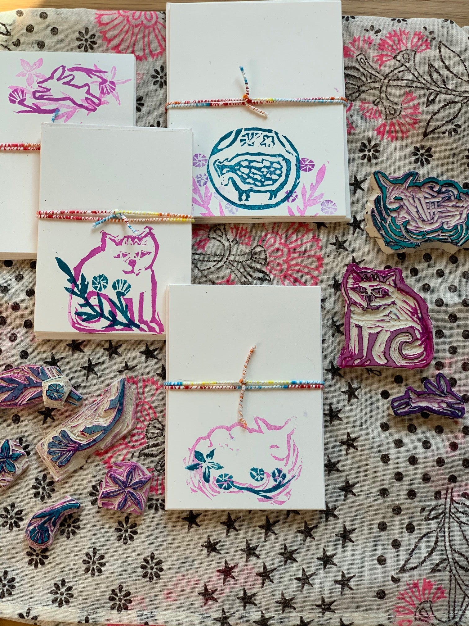 Blockprint Style Stamped Notecard Sets