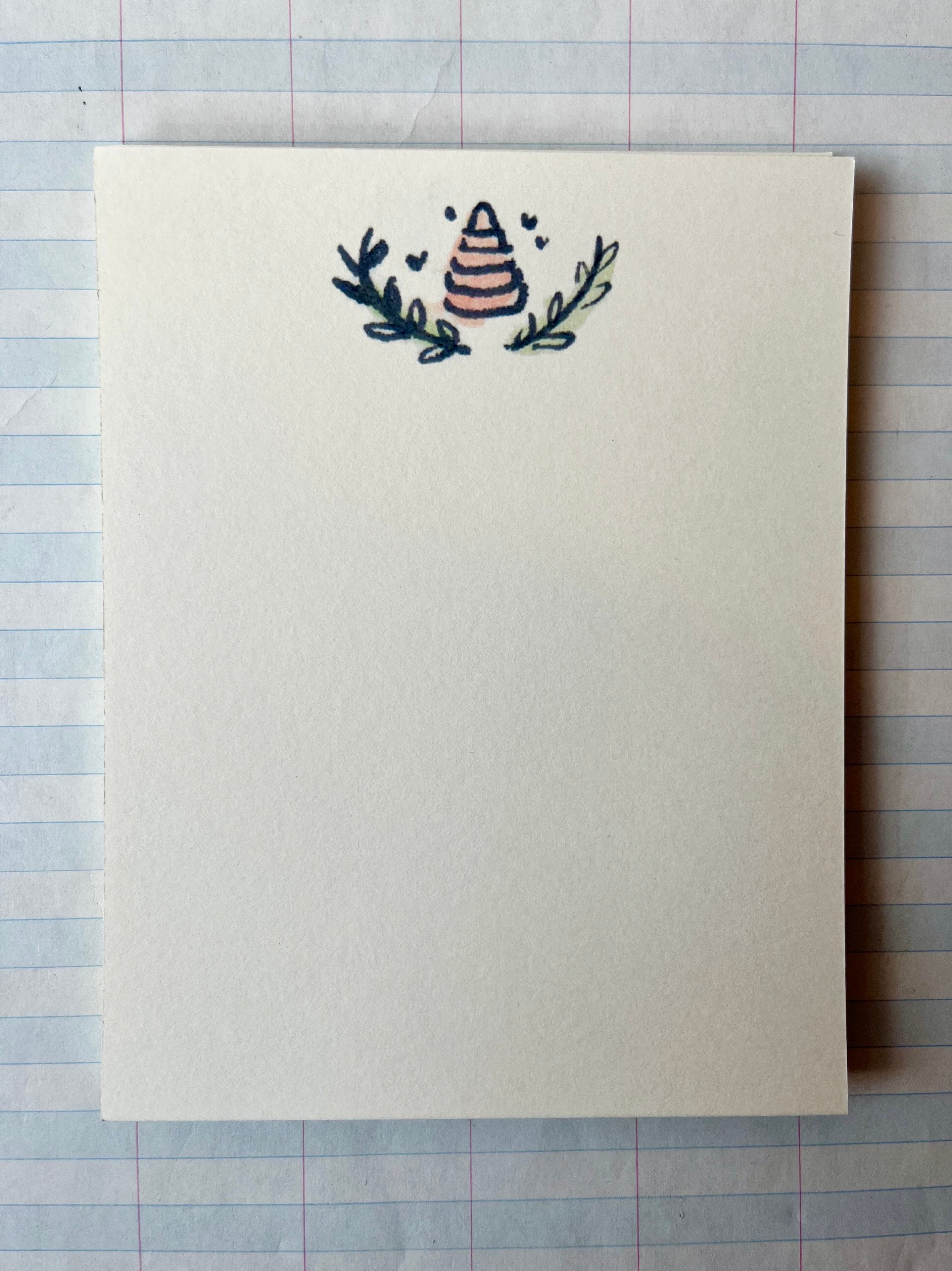 Bee Hive Printed Stationery Notecard Set