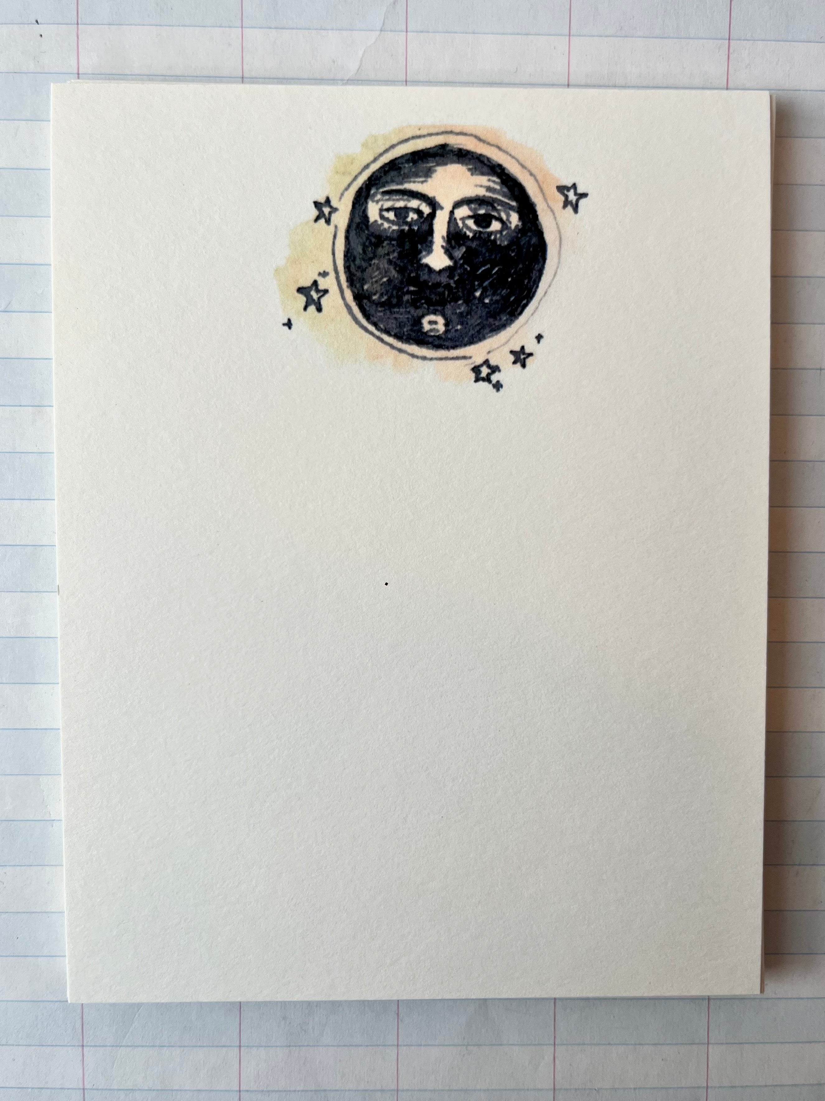 Moody Moon Face Notecard Set