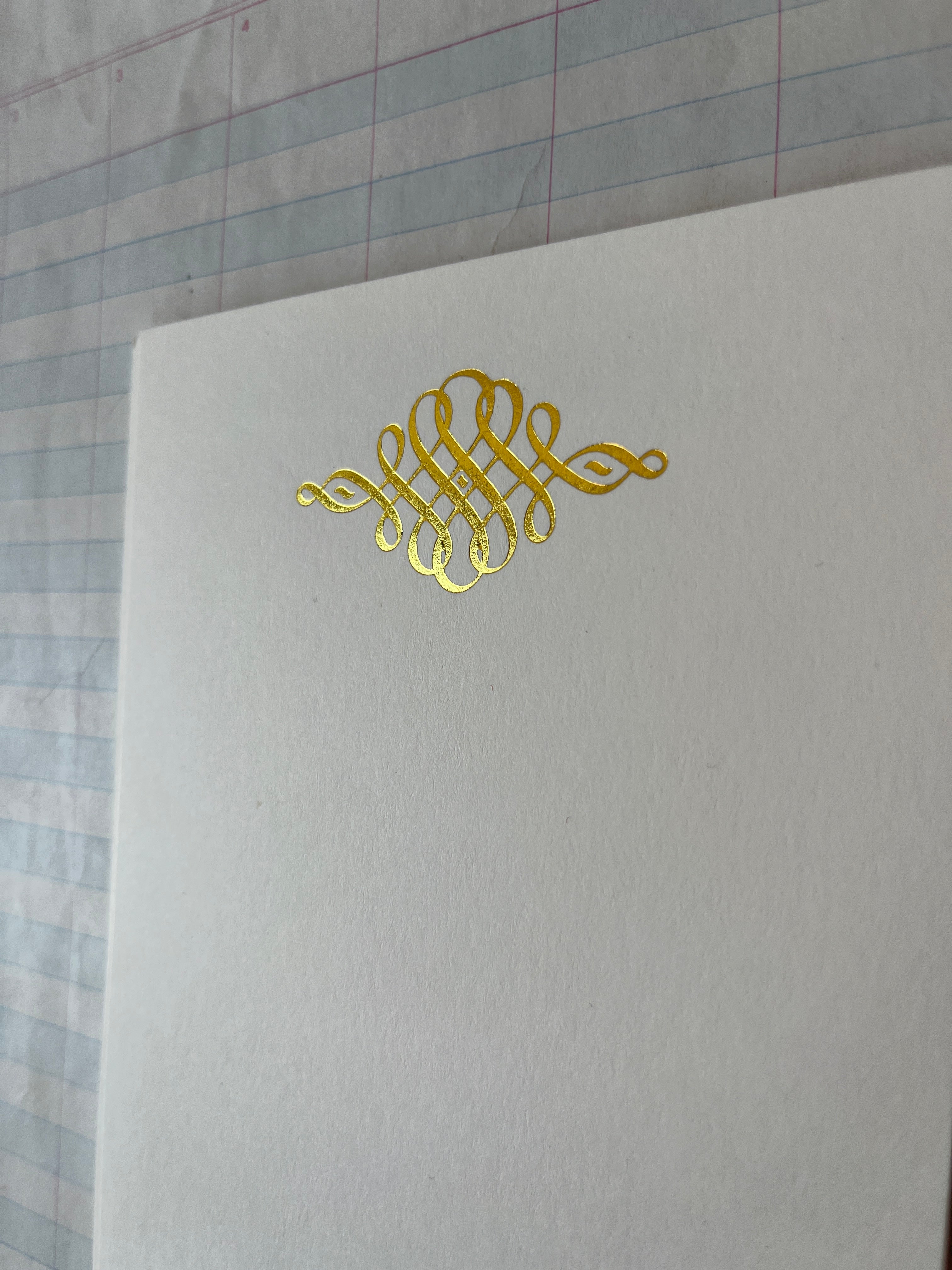 Calligraphic Scroll Foil Pressed Stationery