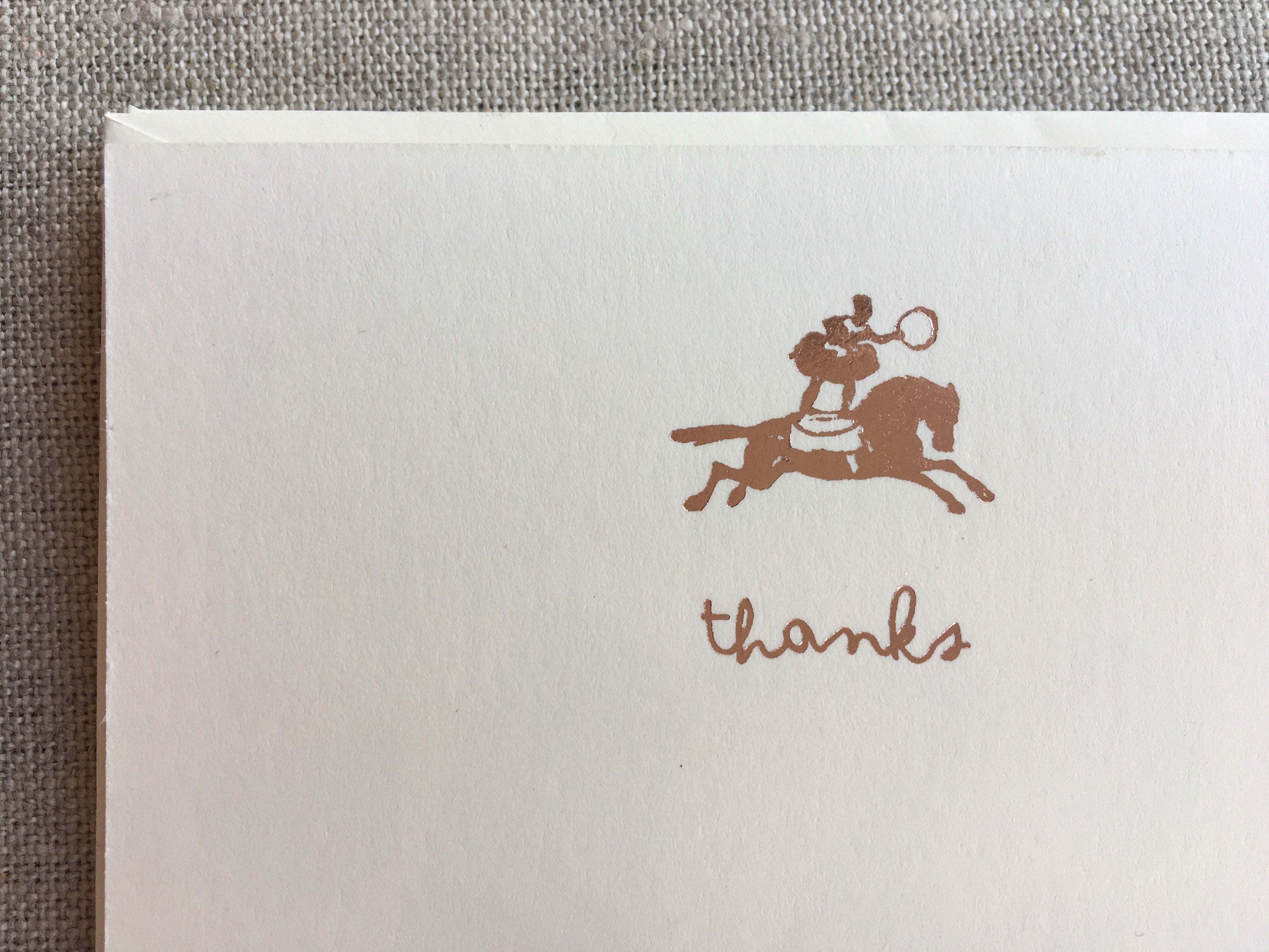Set of 6, Hand Foil Pressed Thank You Cards, Thanks, Circus girl on Horse, Foil Stamped Cards - PARCEL