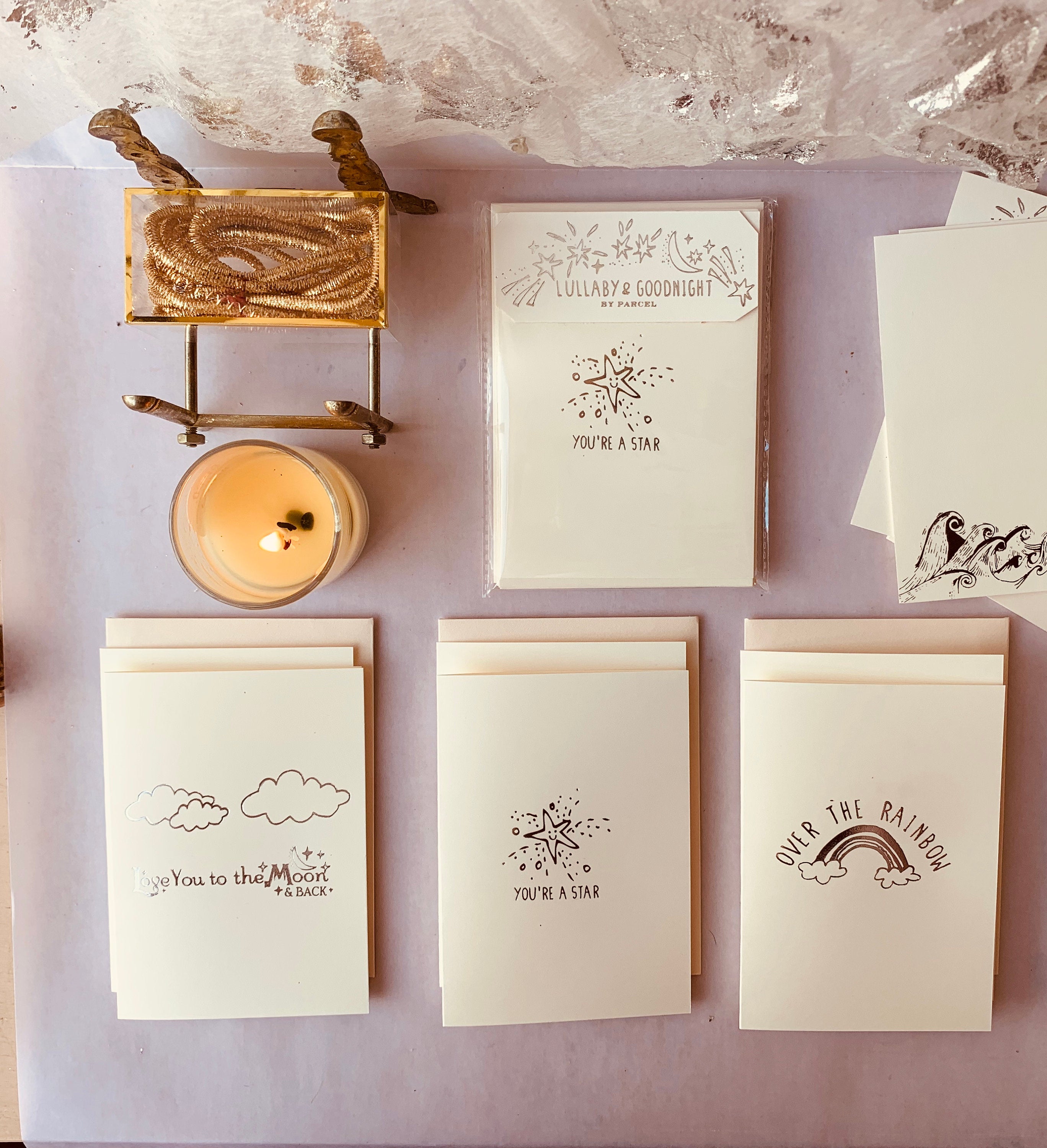 Foil Pressed Folded Card Set, Lullaby and Goodnight - PARCEL